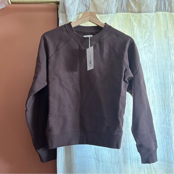 Pact Tops - Pact Organic Cotton Downtime Sweatshirt Carob Brown Crewneck Sweater NWT Size XS